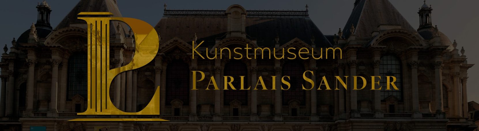 Logo des Kunstmuseums Palais Sander mit stilisiertem "P" und goldener Schrift.